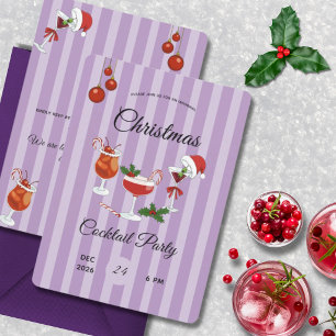 Lila Retro-Weihnachts-Cocktailparty Einladung