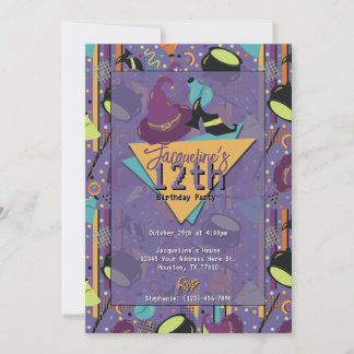 Lila Retro Witchy Halloween Geburtstagseinladung Einladung