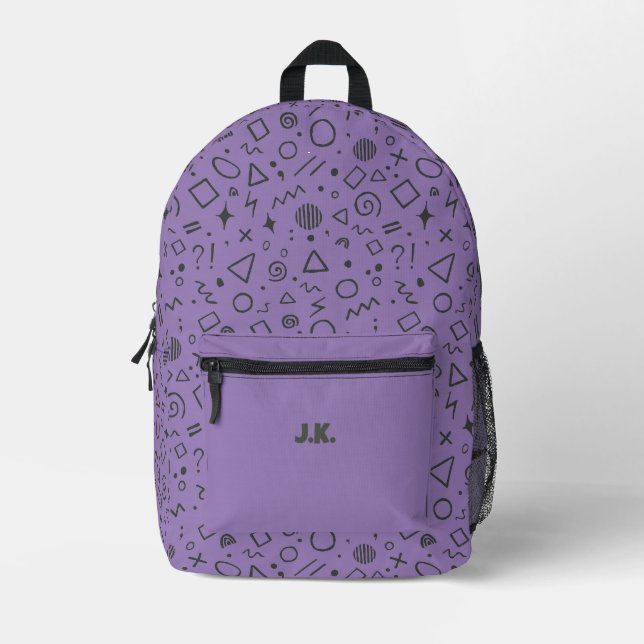 lila Retromuster Bedruckter Rucksack (Vorderseite)