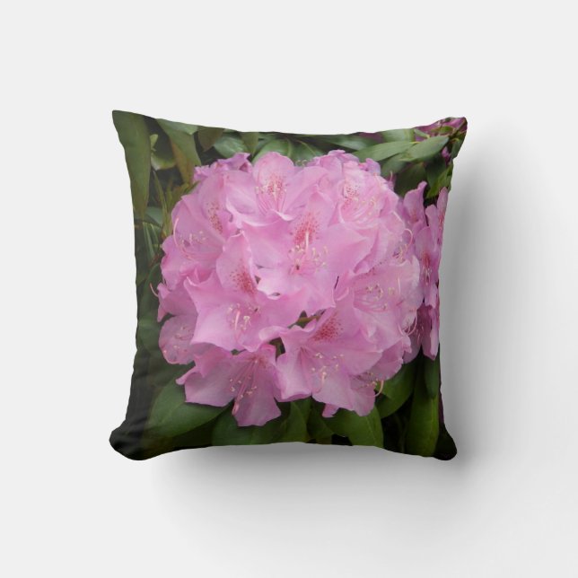 Lila Rhododendron Blume Pillow Kissen (Vorderseite)