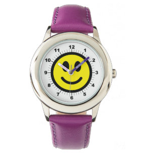 Lila Ribb mit anpassbarem Happy Face Armbanduhr