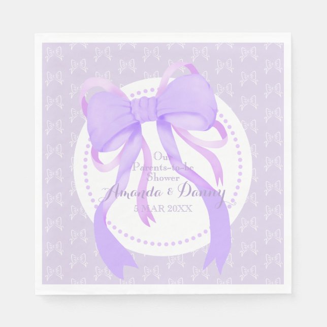 Lila Ribbon Baby Girl Dusche Serviette (Vorderseite)