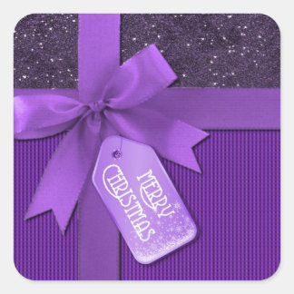 Lila Ribbon Frohe Weihnachtsgeschenke Stickers