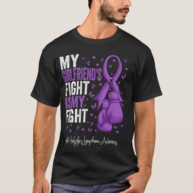 Lila Ribbon Girlfriend Hodgkins Lymphoma Awarene T-Shirt (Vorderseite)