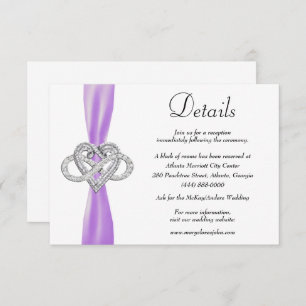 Lila Ribbon Infinity Heart Wedding Details Begleitkarte