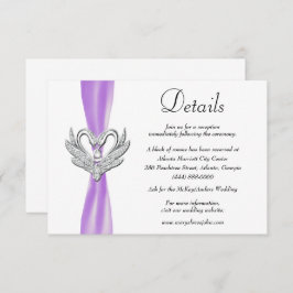 Lila Ribbon Silver Swans Hochzeitdetails Begleitkarte