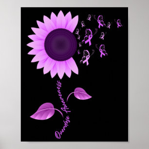 Lila Ribbon Sonnenblumen Schmetterling Überdosieru Poster