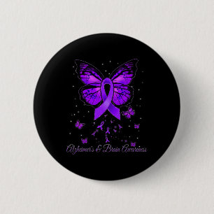 Lila Ribbon Warrior Alzheimerheimer Brain Awaren Button