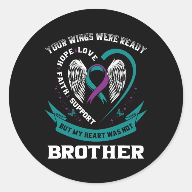 Lila Ribbon Wing Suicide Awareness Prevention Br Runder Aufkleber (Vorderseite)