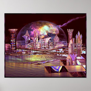 Lila Ringspurdrucke Poster