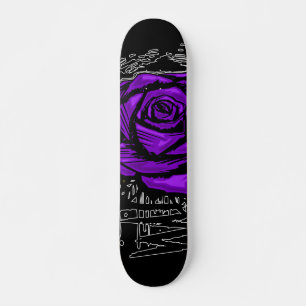 Lila robuste Rosen-Graffiti-Kunst • Urbane Straße Skateboard