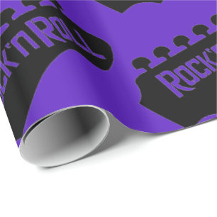Lila Rock-and-Roll-Gitarrenmuster Geschenkpapier