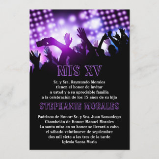 Lila Rock Star Quinceanera Geburtstagseinladung Einladung