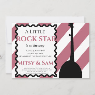 Lila Rock Star Rock a Bye Baby Dusche Einladung
