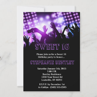 Lila Rock Star Sweet 16 Geburtstag Einladung