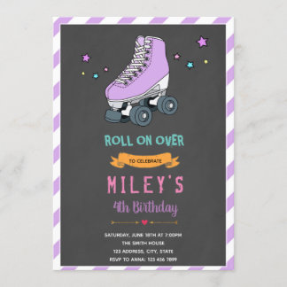 Lila Roller-Skate-Party Einladung