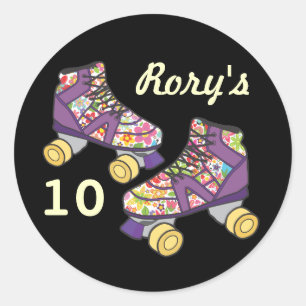 Lila Roller Skate Roller Skaten Party Sticker