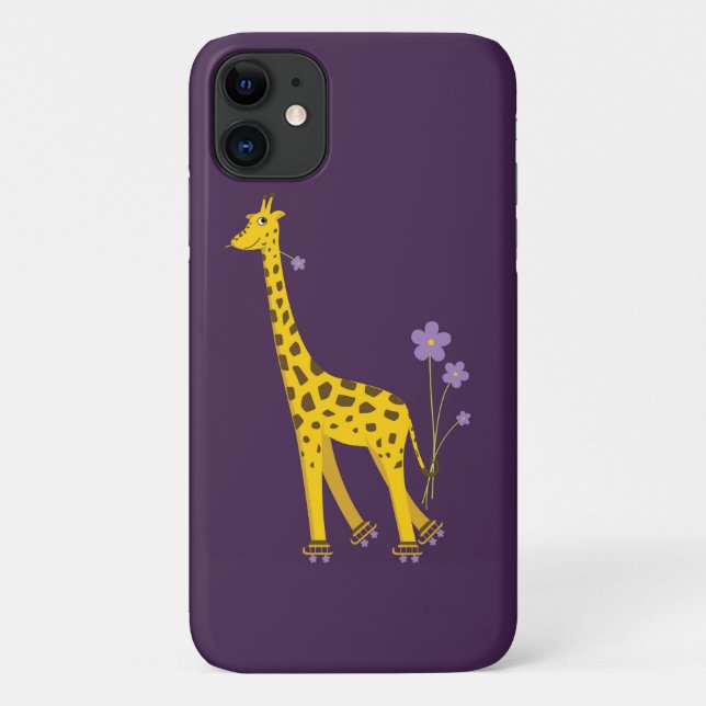 Lila Roller Skaten Funny Cartoon Giraffe Case-Mate iPhone Hülle (Rückseite)