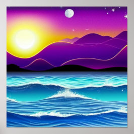 Lila Rolling Hills by Ocean Poster