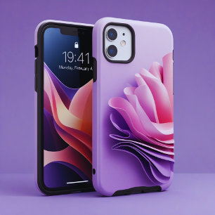 Lila & Rosa 3D-Blumenmuster – Elegantes abstraktes iPhone 12 Mini Hülle