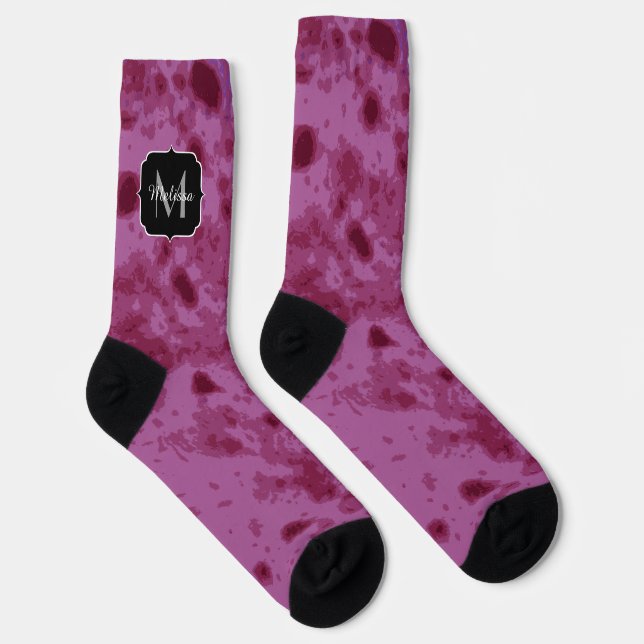 Lila-rosa abstrakt-erkältetes Monogramm Socken (Rechts)