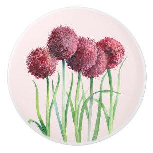 Lila Rosa Allium Blume Aquarellbilder Keramikknauf