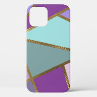 Lila rosa Aquamarin Türkis & Bronze Gold Geometrie