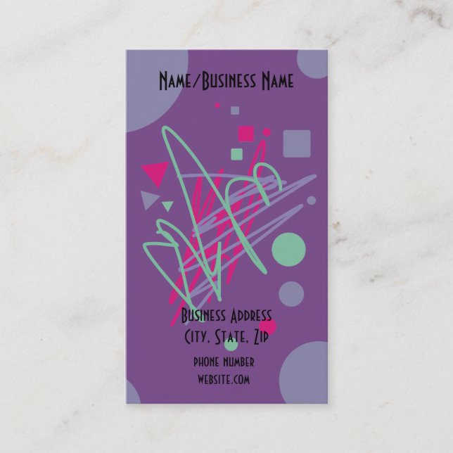 Lila rosa Aquamarine Formen Linien Party Plane Visitenkarte (Vorderseite)
