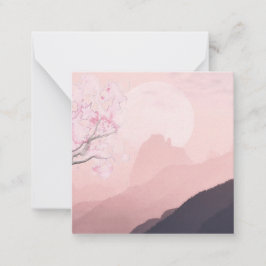 Lila Rosa Berge und Sonnenhorizont  Mitteilungskarte