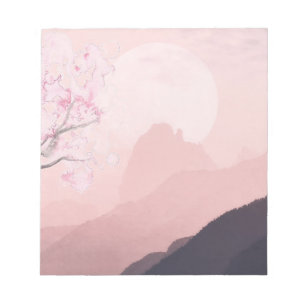 Lila Rosa Berge und Sonnenhorizont Notizblock
