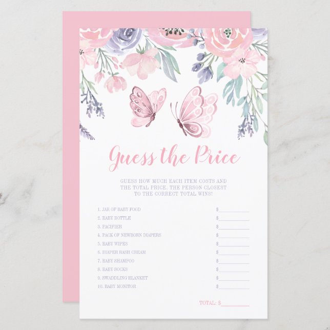 Lila rosa Bläserschmetterling Raten Sie das Preiss (Vorne/Hinten)