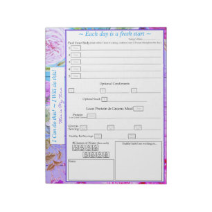 Lila, rosa, blau, floral 5 plus 1 Mahlzeit Tracker Notizblock