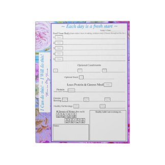 Lila, rosa, blau, floral 5 plus 1 Mahlzeit Tracker Notizblock