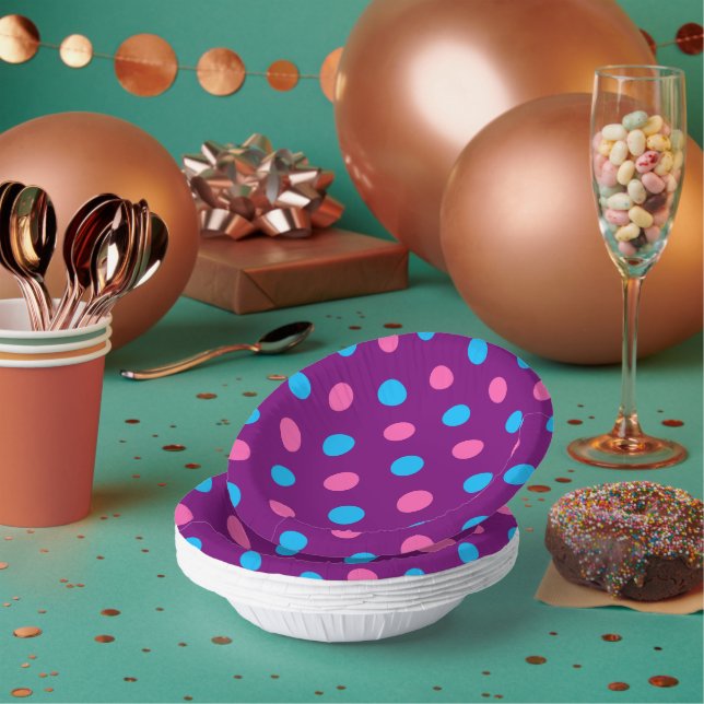 Lila Rosa Blau Punkte Muster Pappteller (Multi)