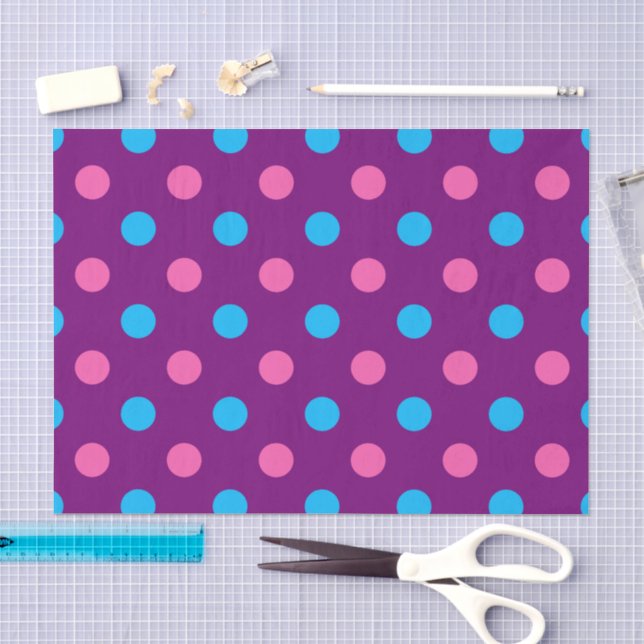Lila Rosa Blau Punkte-Muster Seidenpapier (Handwerk)