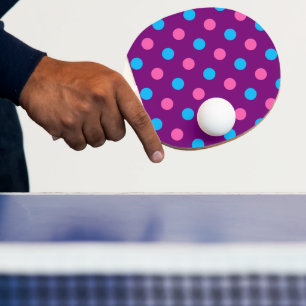 Lila Rosa Blau Punkte Muster Tischtennis Schläger