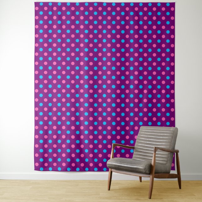 Lila Rosa Blau Punkte Muster Wandteppich (Beispiel)