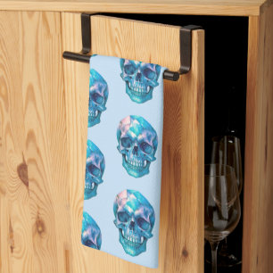 Lila Rosa Blau Totenkopf Hellblau Halloween Geschirrtuch