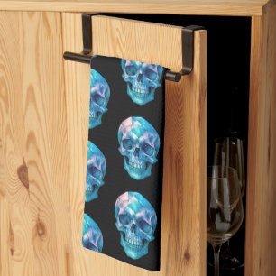 Lila Rosa Blau Totenkopf Schwarz Halloween Geschirrtuch
