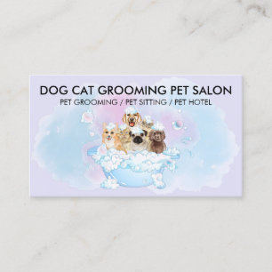 Lila Rosa Blaue Hunde Katzen Dusche Tierpfleger Visitenkarte