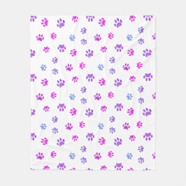 Lila rosa blaue Paw-Druckmuster Fleecedecke