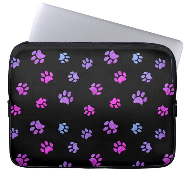 Lila rosa blaue Paw-Druckmuster Laptopschutzhülle (Vorderseite)