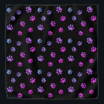 Lila rosa blaue Paw-Druckmuster Schwarz Halstuch<br><div class="desc">Zeigen Sie,  wie viel Sie Tiere mit dieser niedlichen und mädchenhaft lila,  rosa und blauen Pfoten Druck gemustert bandana. Wetten Sie,  dass Ihr Haustier es auch anziehen wird!</div>