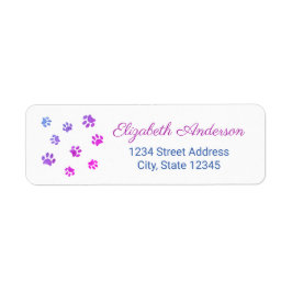 Lila rosa blaue Paw Prints Rücksendeadresse