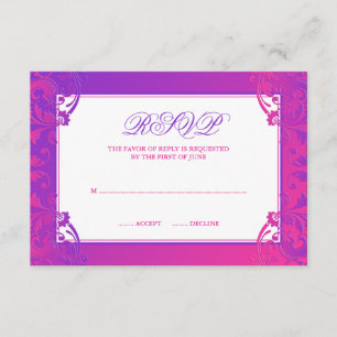 Lila Rosa blühen Schläger Mitzvah UAWG RSVP Karte