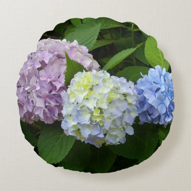 Lila rosa Blume elegante Hydrangeas Rundes Kissen (Vorderseite)