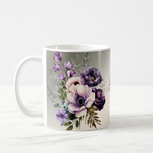 Lila Rosa Blume Goldene Elegante Kaffeetasse (Links)