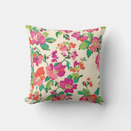 Lila\rosa Blume, grüne Blätter Kissen