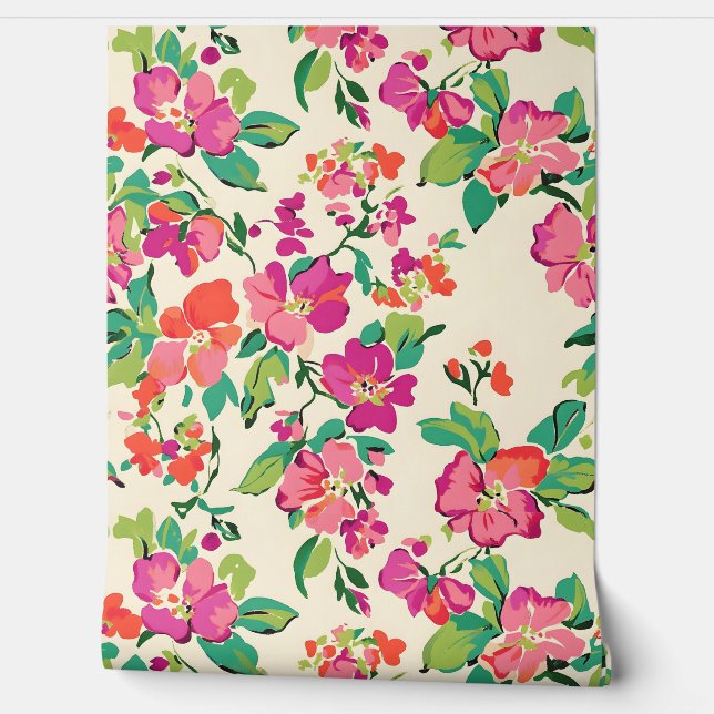 Lila\rosa Blume, grüne Blätter Tapete (Abrollen)