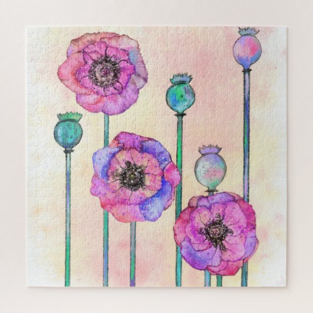 Lila rosa Blume Jigsaw Puzzle - Malerei (Vertikal)